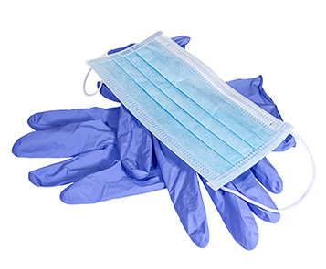 Disposable mask and latex gloves